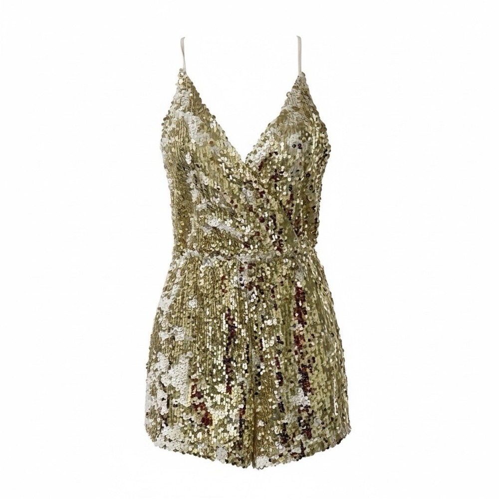 L'Atiste Formal Romper Womens Gold Party Club Sequin Size Small S Bachelorette‎ - Picture 2 of 9
